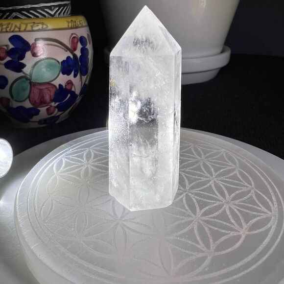 Clear Quartz Crystal Obelisk Meditation Tower (#2) - Picture 6 of 12